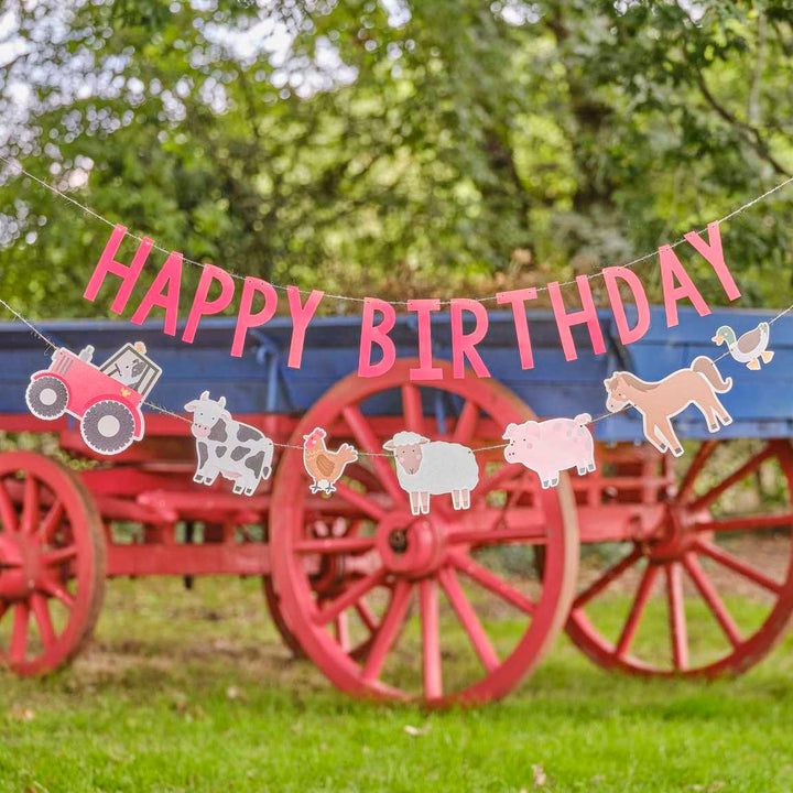 Farm Animal Happy Birthday Banner - Farmyard Animal Party Supplies - Happy Birthday Bunting - Farm Party Theme - Barnyard Party Decorations