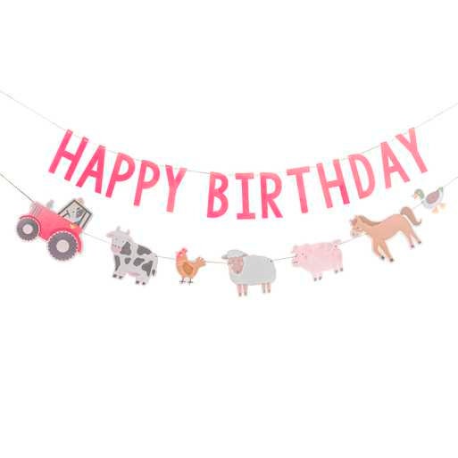 Farm Animal Happy Birthday Banner - Farmyard Animal Party Supplies - Happy Birthday Bunting - Farm Party Theme - Barnyard Party Decorations