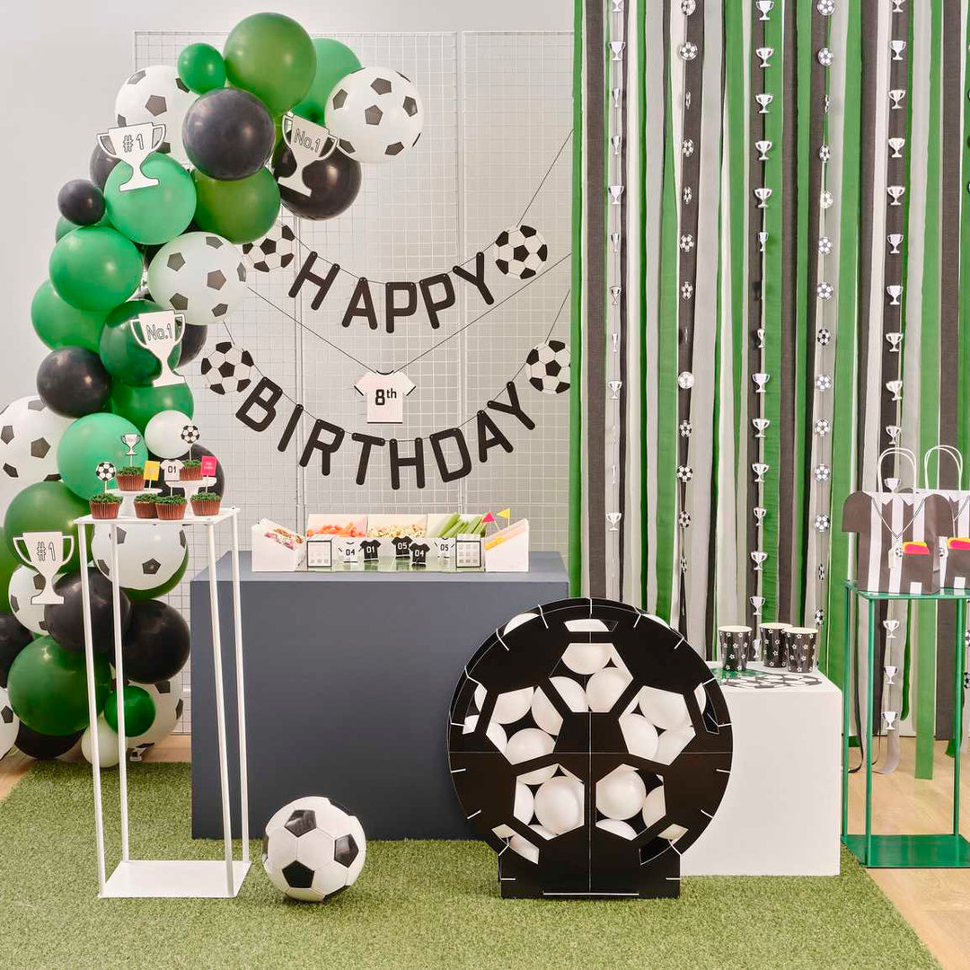 Football Party Bunting - Black And White Customisable Garland - Birthday Party Decor - Soccer Themed Party Decorations - Sports Party