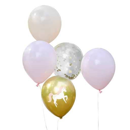 Princess Unicorn Balloon Bundle - Princess Birthday Party Decorations - Princess Party Theme Balloons - White Horse Balloons - Pack Of 5