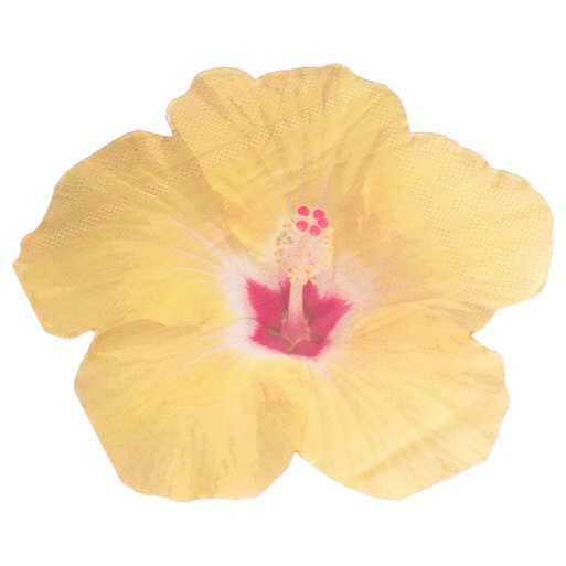 Hawaiian Tiki Tropical Flower Paper Party Napkins - Tropical Paper Napkins - Aloha Themed Party - Yellow Flower Napkins - Pack of 16