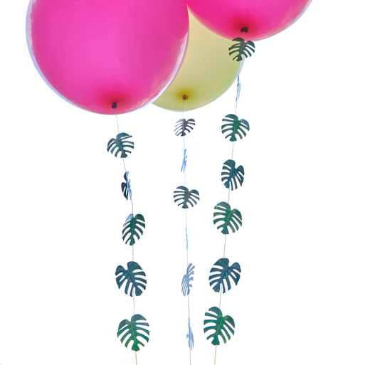 Palm Leaf Balloon Tails Decoration - Birthday Party Decorations - Baby Shower Party Balloons - Tropical Party Decorations - Pack of 5