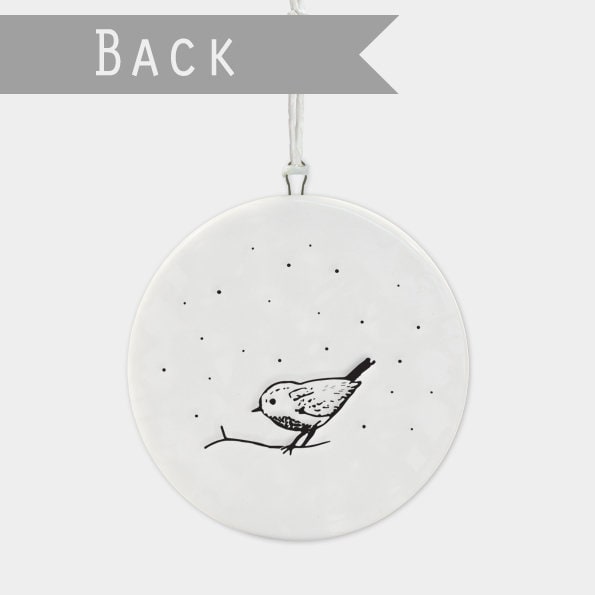 Porcelain Christmas Decoration - Small White Christmas Tree Decoration - It's The Most Wonderful Time Of The Year - Robins - Holiday Decor