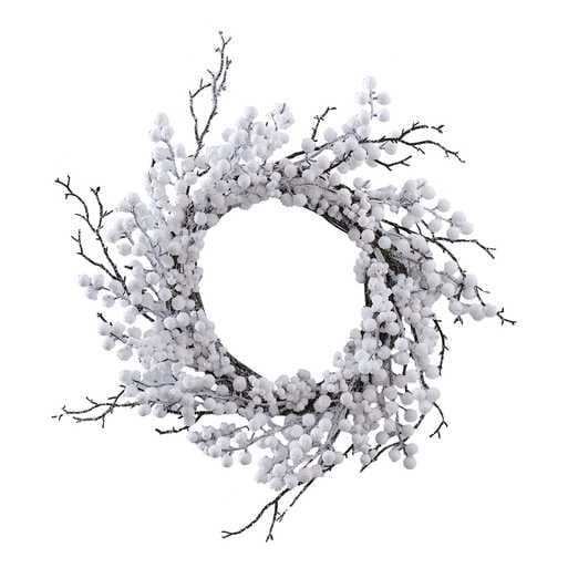 White Berry Christmas Door Wreath - Artificial Christmas Wreath With Twigs & Berries - Holiday Decor