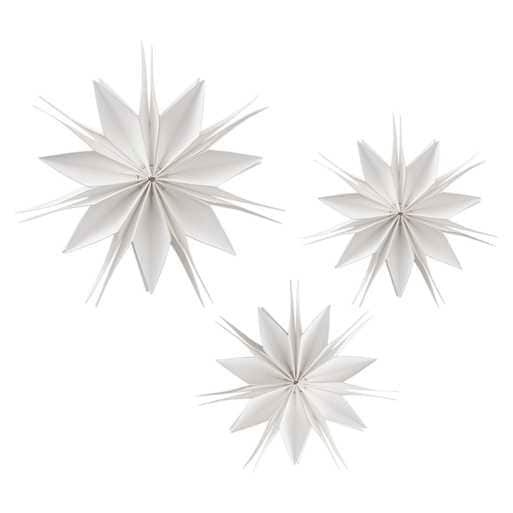 Hanging Paper Star Christmas Decorations - White Paper Star Hanging Christmas Decorations - 3D Contemporary Decor - Holiday Decor -Pack Of 3