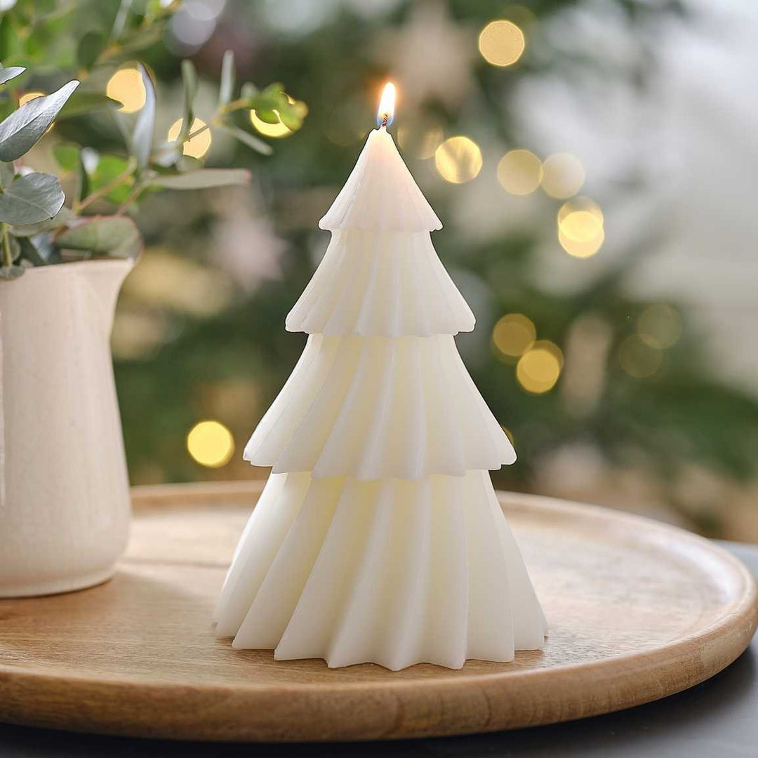 White Christmas Tree Candle