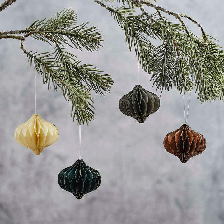 Christmas Tree Decoration - Honeycomb Hanging Christmas Decorations - Holiday Decor - Pack Of 4