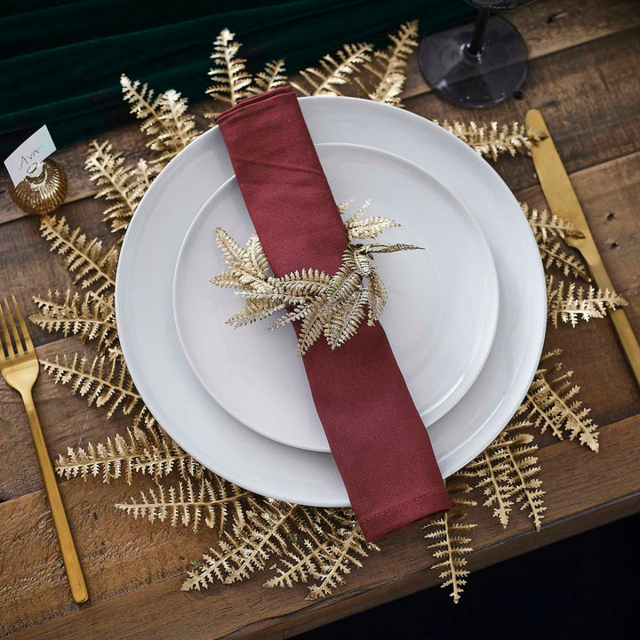 Gold Fern Wreath Christmas Table Place Mats - Christmas Dinner Table Decorations - Luxe Christmas - Gold Christmas - Pack Of 4