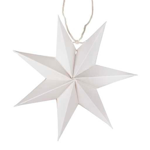 Paper Stars Christmas Tree Decorations - White Paper Star Hanging Christmas Tree Decorations-3D Contemporary Decor - Holiday Decor-Pack Of 5