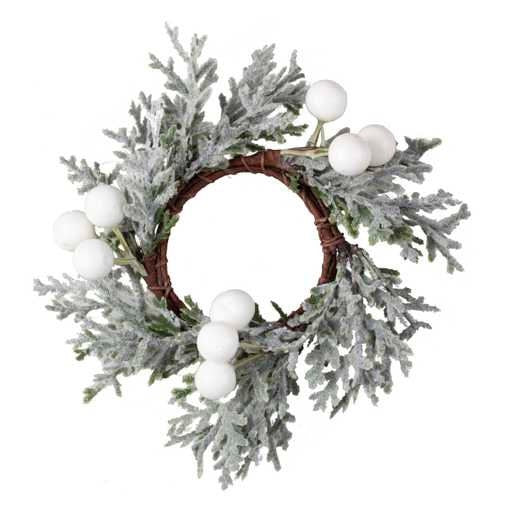 Foliage Christmas Napkin Rings with Berries - Christmas Dinner Table Decorations - Nordic Christmas - White Christmas - Pack Of 4