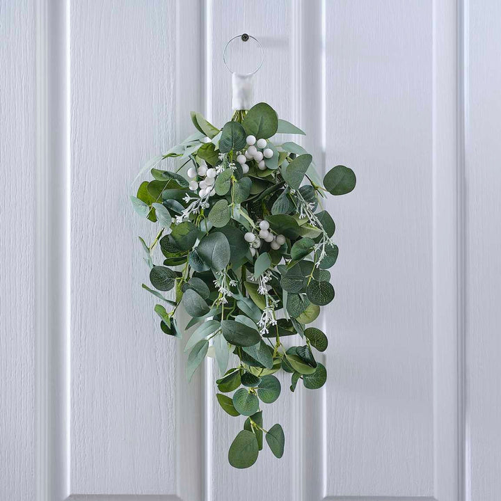 Eucalyptus and White Berries Christmas Door Swag - Christmas Wreath - Artificial White Christmas Door Wreath - Holiday Decor