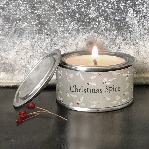 Christmas Candle - Christmas Gift Candle In Tin - Christmas Spice - Decorations - Xmas Present - Christmas Spices - East Of India Gifts