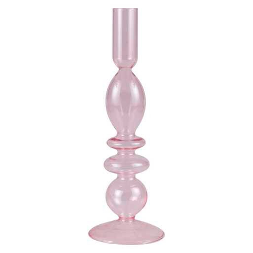 Pink Glass Candle Holder - Valentine's Decor - Table Decorations - Clear Candlestick Holder - Wedding Decorations - Pack Of 1