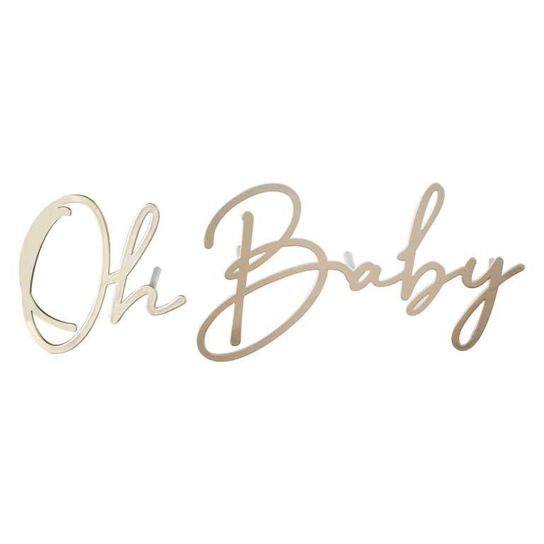 Oh Baby Gold Metal Baby Shower Cake Topper - Baby Shower Table & Cake Decor - Gold Baby Shower - Gender Neutral - Cake Toppers