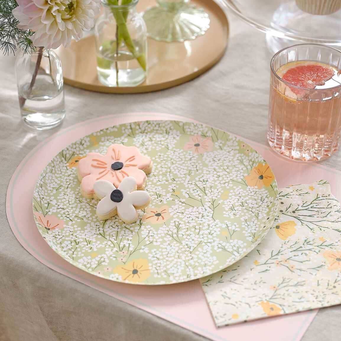 Baby Shower Plates Floral Baby Ginger Ray Pack of 8 Jolie Fete UK Party Supplies Gifts