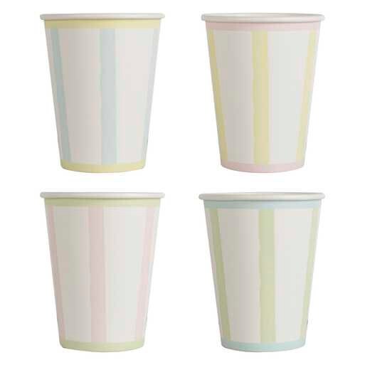 Pastel Stripe Paper Cups - Disposable Picnic Cups - Easter Cups - Birthday Cups - Baby Shower - Hen Party Napkins - Pack Of 8