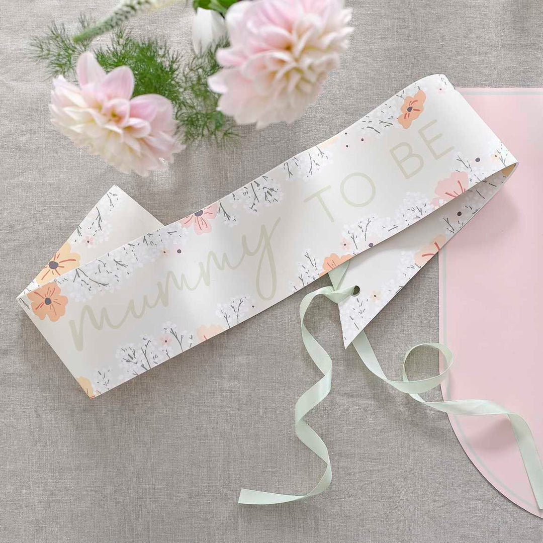 Mummy To Be Sash - Floral Baby Shower Mummy to Be Sash - Baby Shower Gift - Mum to be gift - Gender reveal - Floral Hello Baby