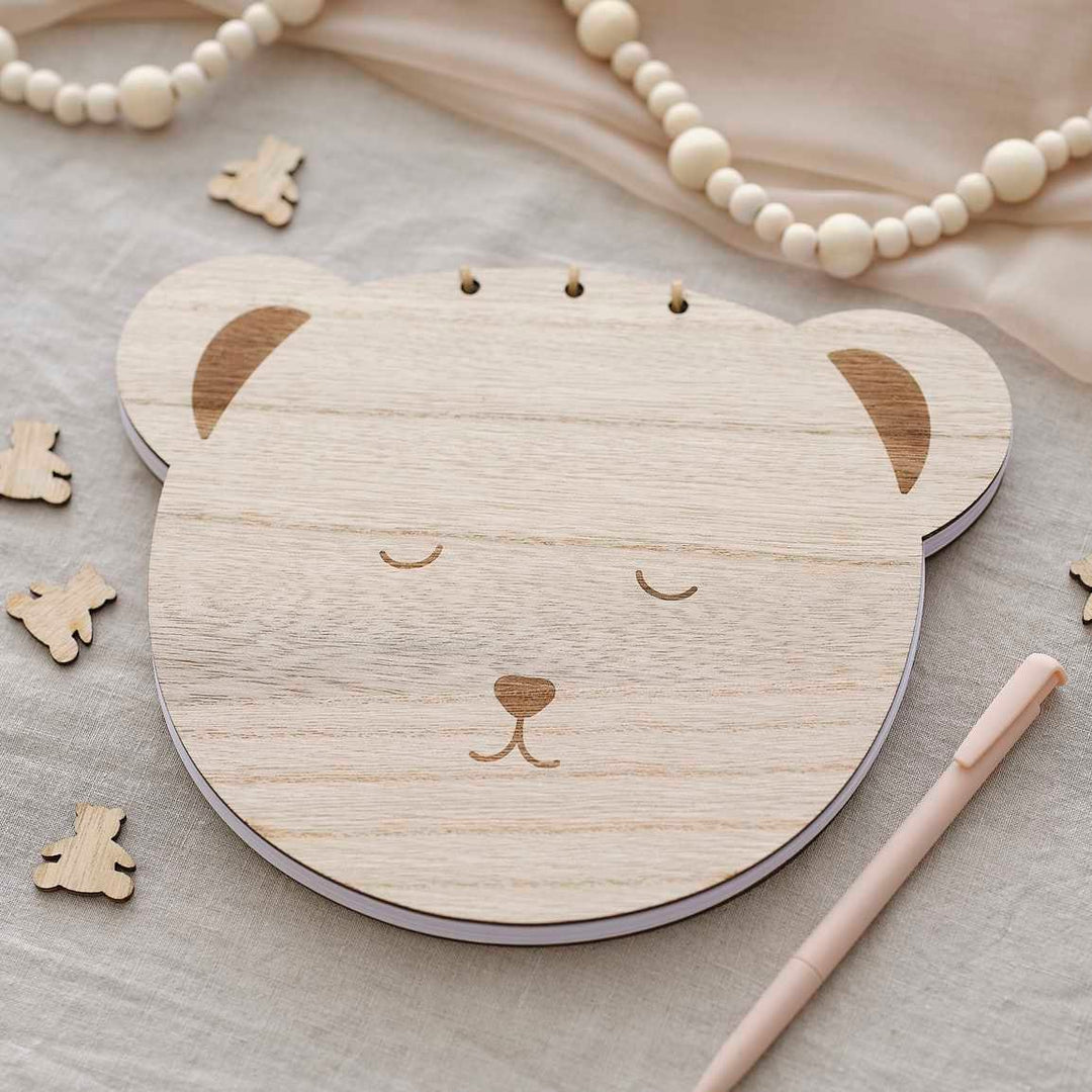 Baby Shower Guest Book - Wooden Teddy Bear Baby Shower Guest Book - New Baby Party - Neutral Decor - Gender Reveal Party Decorations