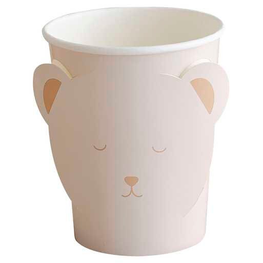 Baby Shower Cups - Cream Teddy Bear Paper Cups - Baby Shower Table - Neutral Decor - Gender Reveal Party Decorations - Pack Of 8