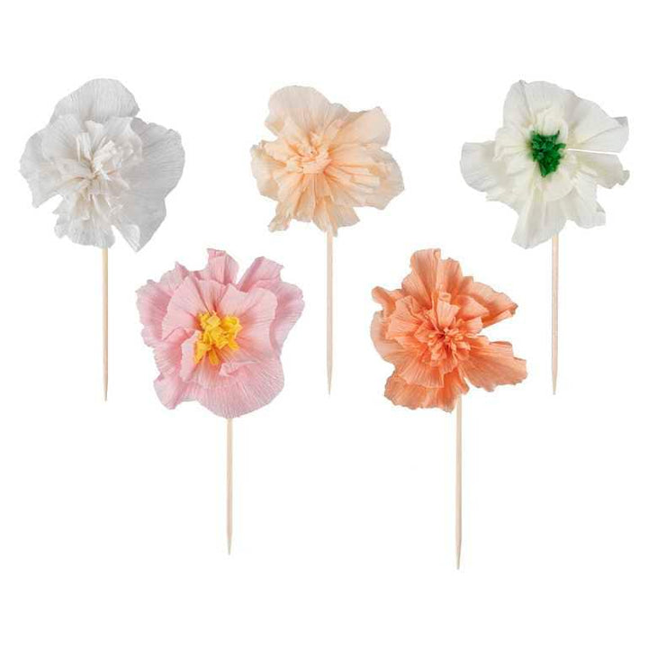 Floral Cupcake Toppers - Tissue Paper Flower Cake Toppers - Birthday Cake Toppers - Birthday Brunch - Afternoon Tea Party - Pack Of 12