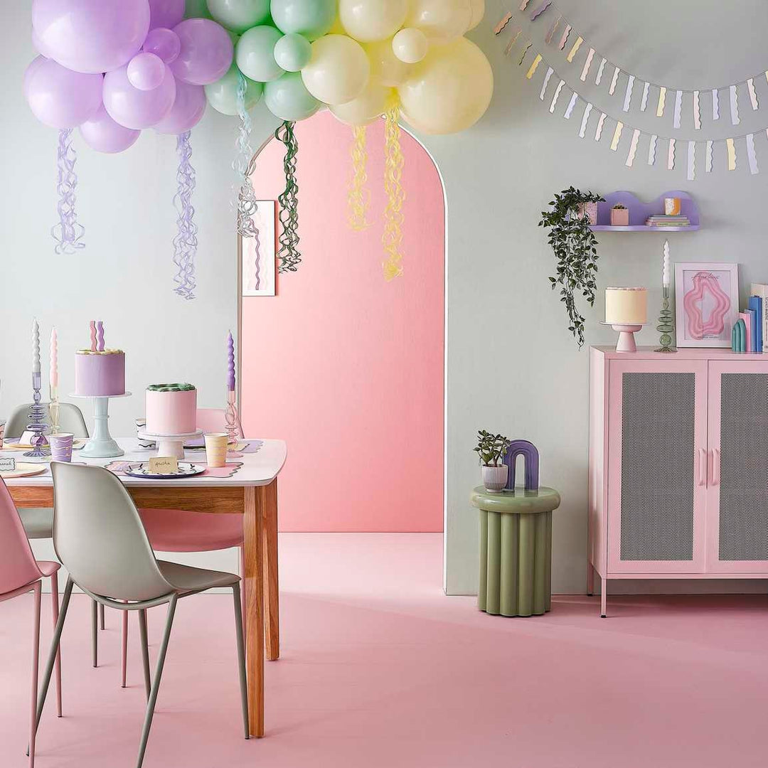 Pastel Balloon Arch Kit with Paper Tassels - Birthday Party Balloons - Birthday Party Supplies - Balloon Cloud Bundle - Lilac, Green, Yellow