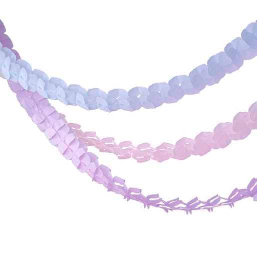 Tissue Paper Garland Hanging Decoration - Blue, Pink & Purple Bunting - Party Decorations - Birthday Party Supplies - Pastel Honeycomb