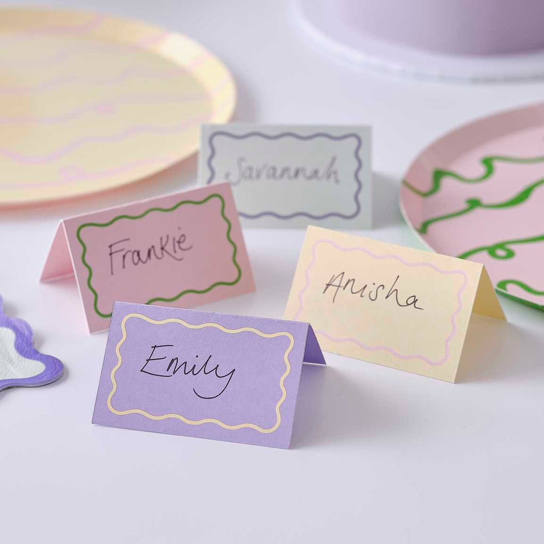 Pastel Place Cards - Table Name Cards - Birthday Party Supplies - Pink, Green, Yellow & Lilac Cards - Birthday Brunch - Pack Of 10