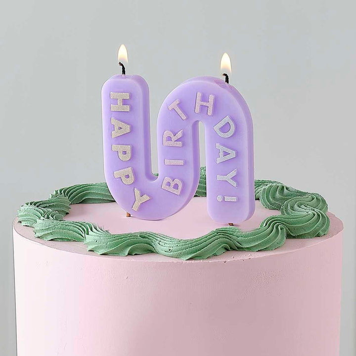 Wavy Pastel Happy Birthday Candle - Birthday Cake Candles - Birthday Party Supplies - Birthday Brunch - Cake Decorations - Pastel Candle
