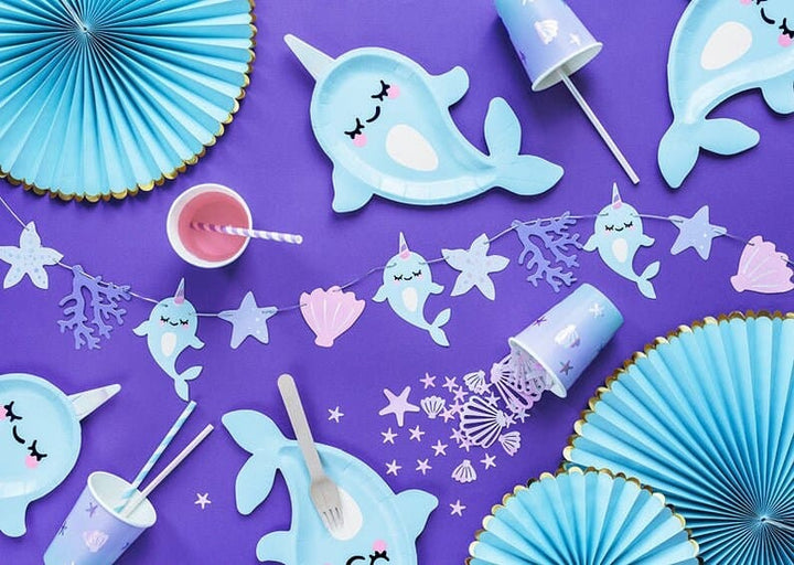 Iridescent Cake Toppers - Narwhal Cake Toppers - Mermaid party decor - Narwhal Party Supplies - Party decorations - Under the sea