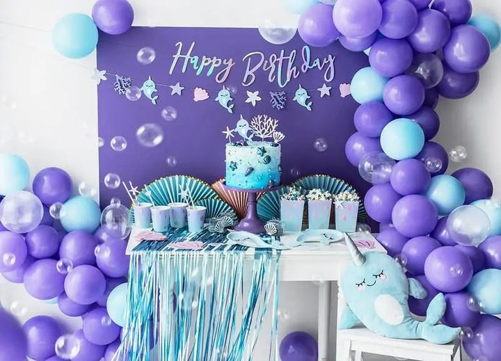 Iridescent Happy Birthday Banner - Narwhal Party Paper Bunting - Iridescent Mermaid party supplies - Unicorn Party decorations-Under the sea