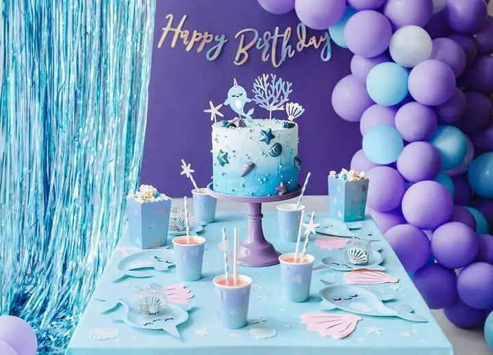 Iridescent narwhal garland - Narwhal party garland - Mermaid party decor - Iridescent bunting - Party decorations - Under the sea