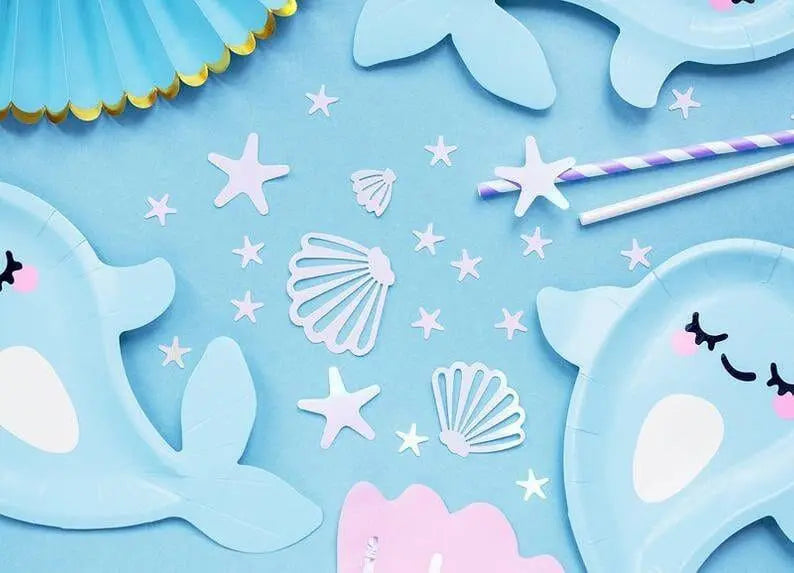 Iridescent Popcorn Boxes - Narwhal Popcorn Boxes - Mermaid party decor - Iridescent Seashell Boxes - Party decorations - Under the sea