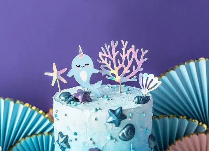 Iridescent Popcorn Boxes - Narwhal Popcorn Boxes - Mermaid party decor - Iridescent Seashell Boxes - Party decorations - Under the sea