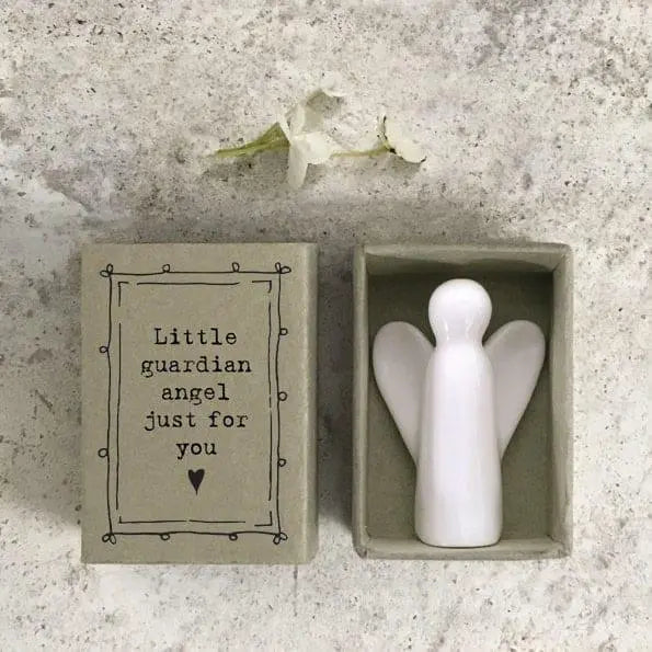 Porcelain Guardian Angel Matchbox Gift - Little Guardian Angel Just For You - Birthday Present - Gift For Friend  - East Of India
