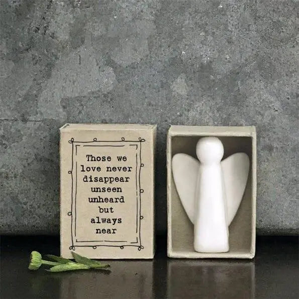 Porcelain Guardian Angel Matchbox Gift - Gift For Friend-Friendship Gifts-Little Guardian Angel Those We Love Don't Disappear-East Of India