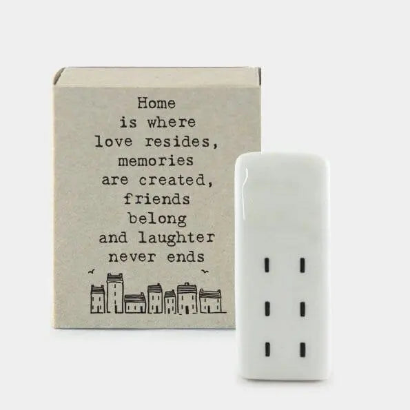 Porcelain House Matchbox Gift - Home Is Where Love Resides, Memories Are Created - Birthday Present - Gift For Friend - East Of India