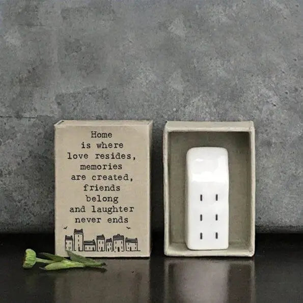 Porcelain House Matchbox Gift - Home Is Where Love Resides, Memories Are Created - Birthday Present - Gift For Friend - East Of India