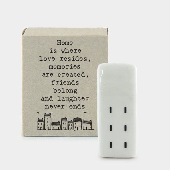Porcelain House Matchbox Gift - Home Is Where Love Resides, Memories Are Created - Birthday Present - Gift For Friend - East Of India