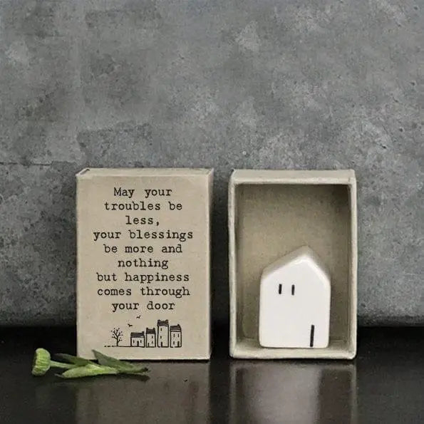Porcelain House Matchbox Gift - May Your Troubles Be Less, Your Blessings Be More - Birthday Present - Gift For Friend - East Of India