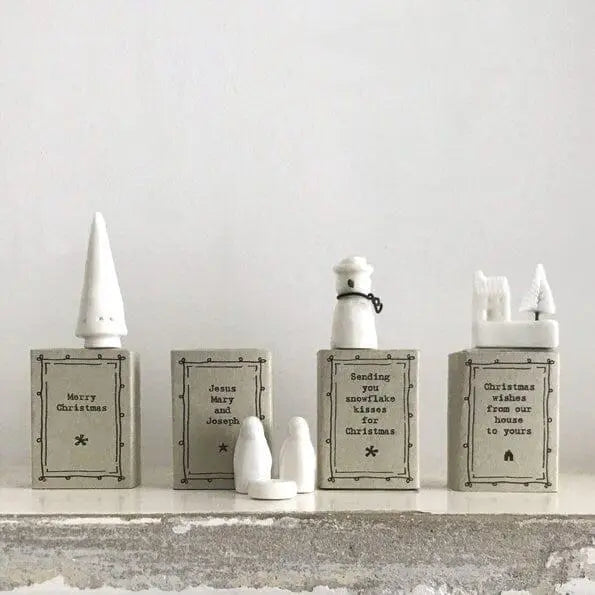 Porcelain Christmas Matchbox Gift - Jesus, Mary & Joseph - Gift For Friend Or Loved One - Friendship Gifts -Mini White Figures-East Of India