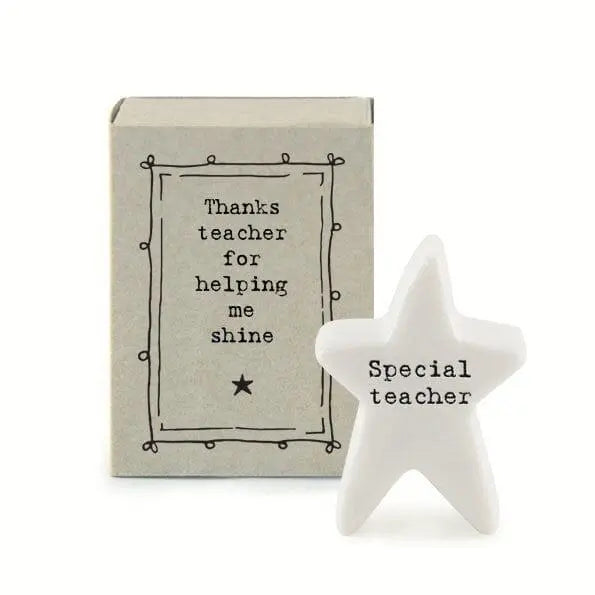 Porcelain Star Matchbox Gift - Thanks Teacher For Helping Me Shine - Gift For Teacher - Gift For Tutor - Thank You Gifts - East Of India