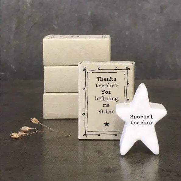 Porcelain Star Matchbox Gift - Thanks Teacher For Helping Me Shine - Gift For Teacher - Gift For Tutor - Thank You Gifts - East Of India