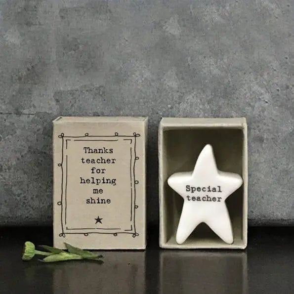 Porcelain Star Matchbox Gift - Thanks Teacher For Helping Me Shine - Gift For Teacher - Gift For Tutor - Thank You Gifts - East Of India