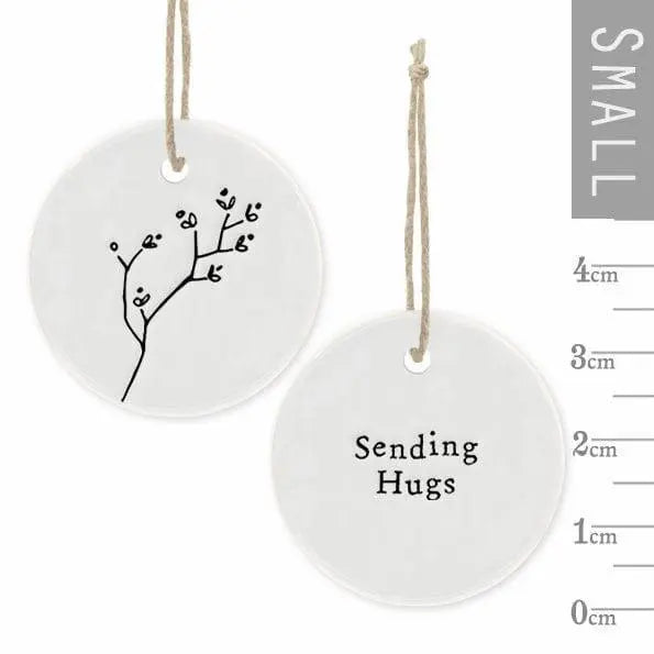 Mini Porcelain Hanging Tag - Sending Hugs Tag - Porcelain Keepsake - Congratulations Gift-Small Porcelain Gift-Friendship Gift-East Of India