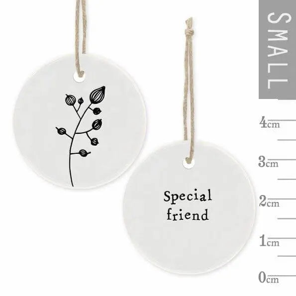 Mini Porcelain Hanging Tag - Special Friend - Porcelain Keepsake - Congratulations Gift-Small Porcelain Gift-Friendship Gift-East Of India