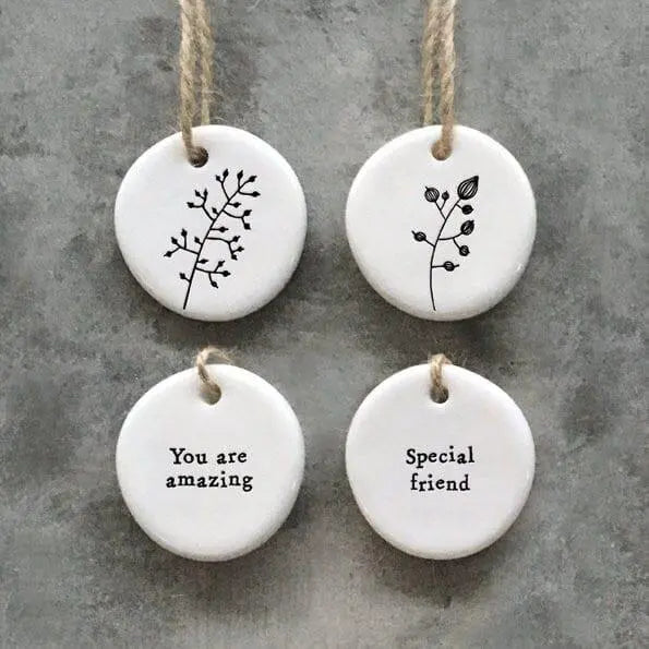 Mini Porcelain Hanging Tag - Special Friend - Porcelain Keepsake - Congratulations Gift-Small Porcelain Gift-Friendship Gift-East Of India