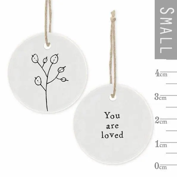 Mini Porcelain Hanging Tag - You Are Loved Tag - Porcelain Keepsake -Congratulations Gift-Small Porcelain Gift-Friendship Gift-East Of India