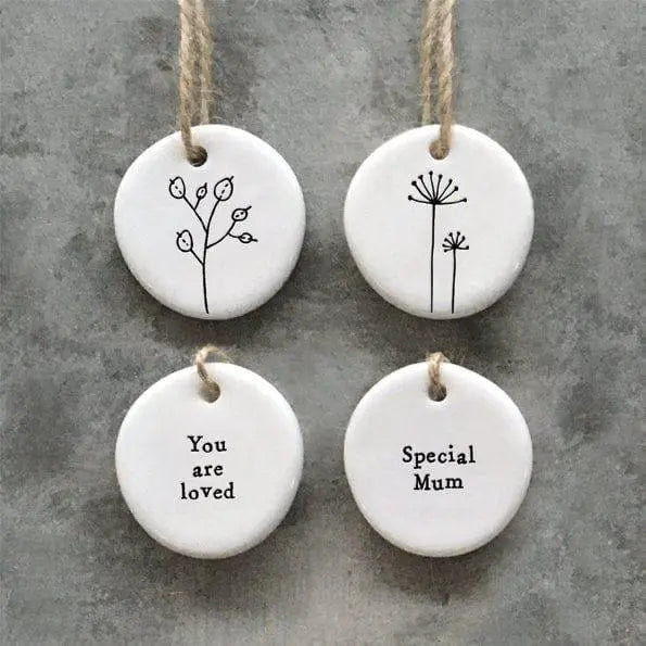 Mini Porcelain Hanging Tag - You Are Loved Tag - Porcelain Keepsake -Congratulations Gift-Small Porcelain Gift-Friendship Gift-East Of India