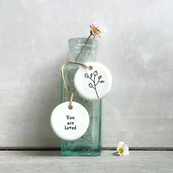 Mini Porcelain Hanging Tag - You Are Loved Tag - Porcelain Keepsake -Congratulations Gift-Small Porcelain Gift-Friendship Gift-East Of India