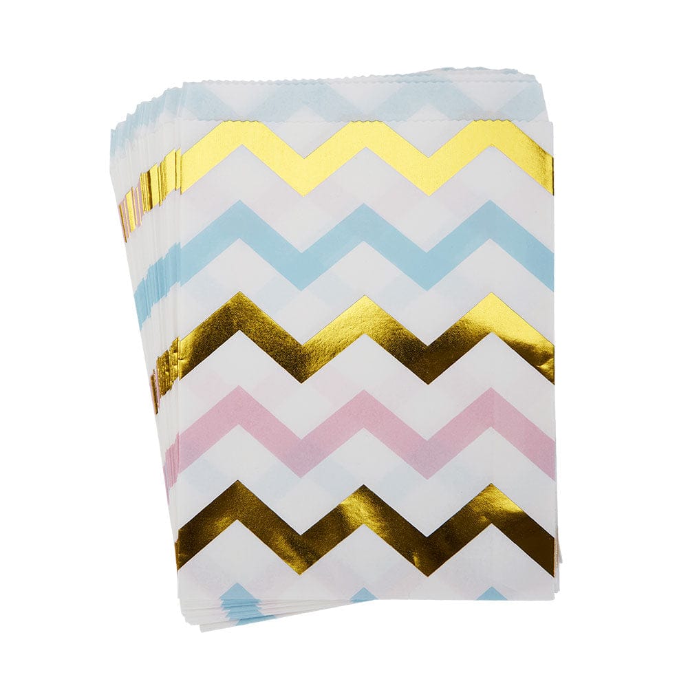 Pink, Blue & Gold Treat Bags - Pack of 25 Neviti